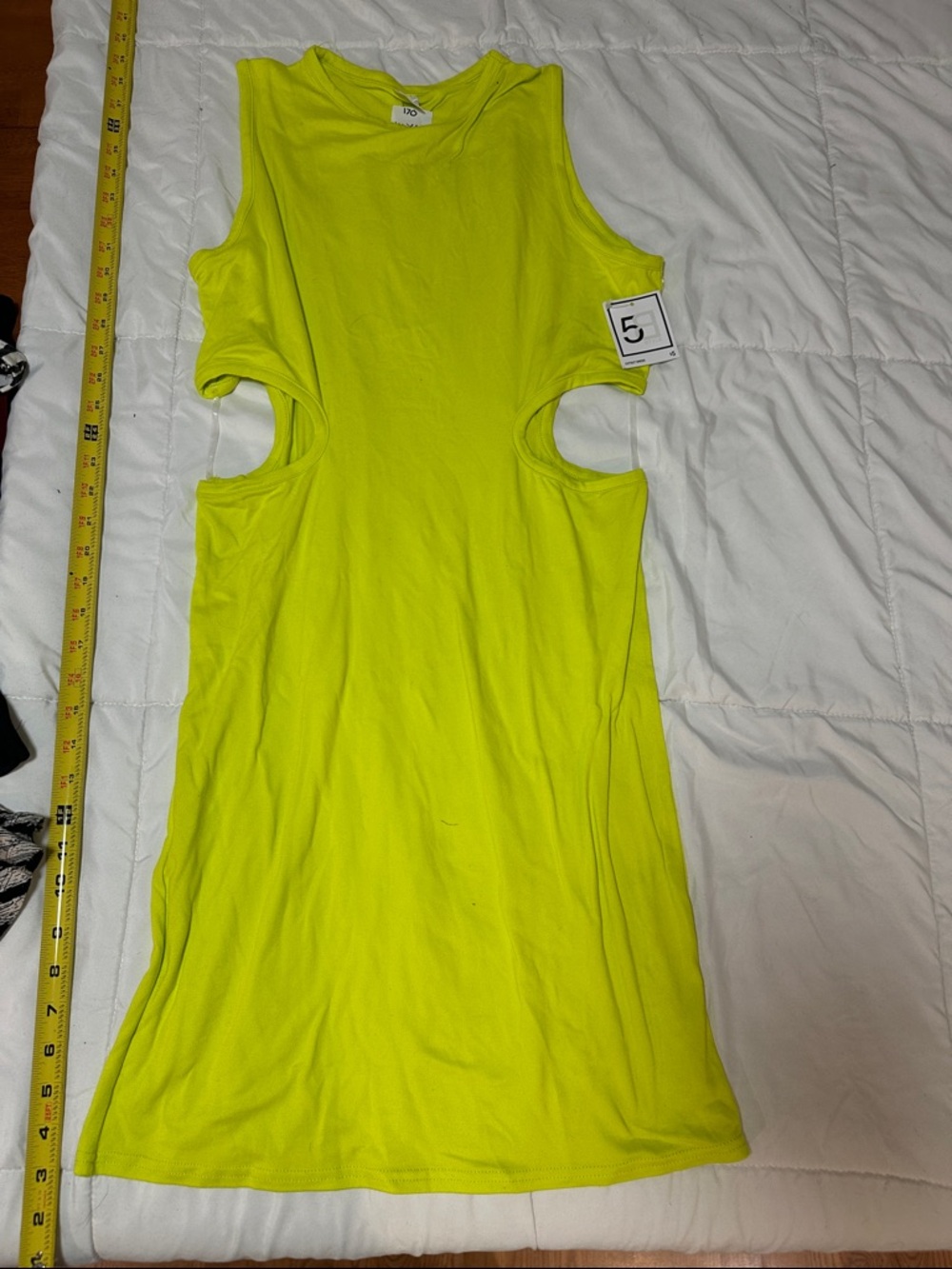 Neon Yellow Sleeveless Cutout Tank Dress #170